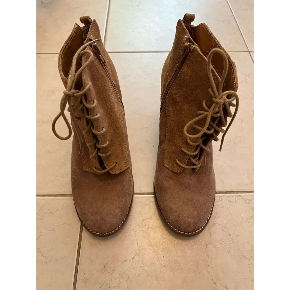 Lucky Brand Tan Yoanna Suede Wedge Bootie Women's Size 8